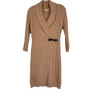 Calvin Klein Sparkle Sweater Dress Tan Size Small